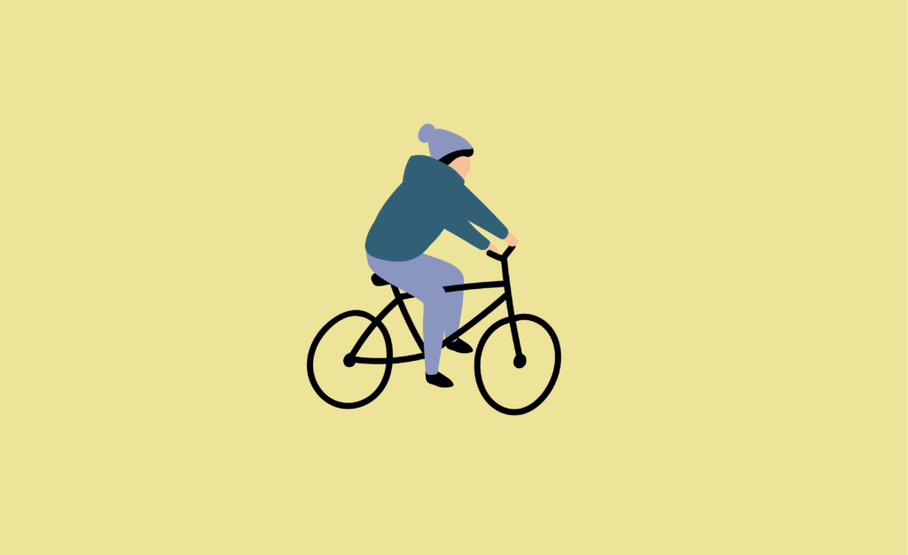Graphic illustration of a child riding a bicycle