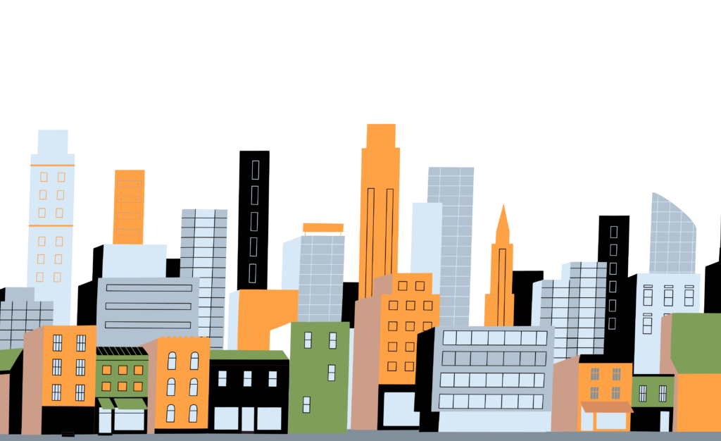 Graphic illustration of a city scape