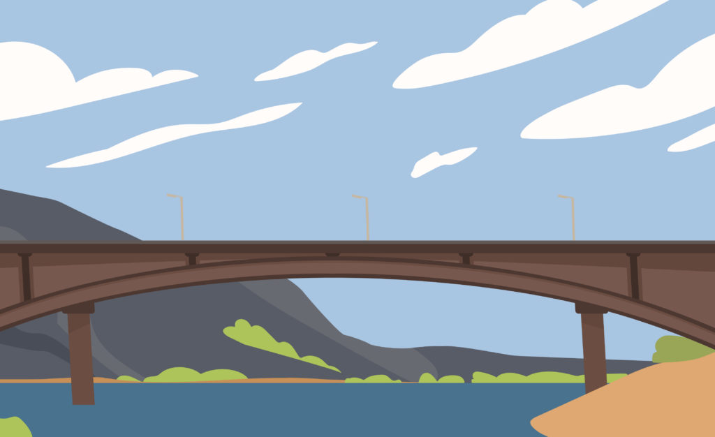 Illustration of a bridge over water