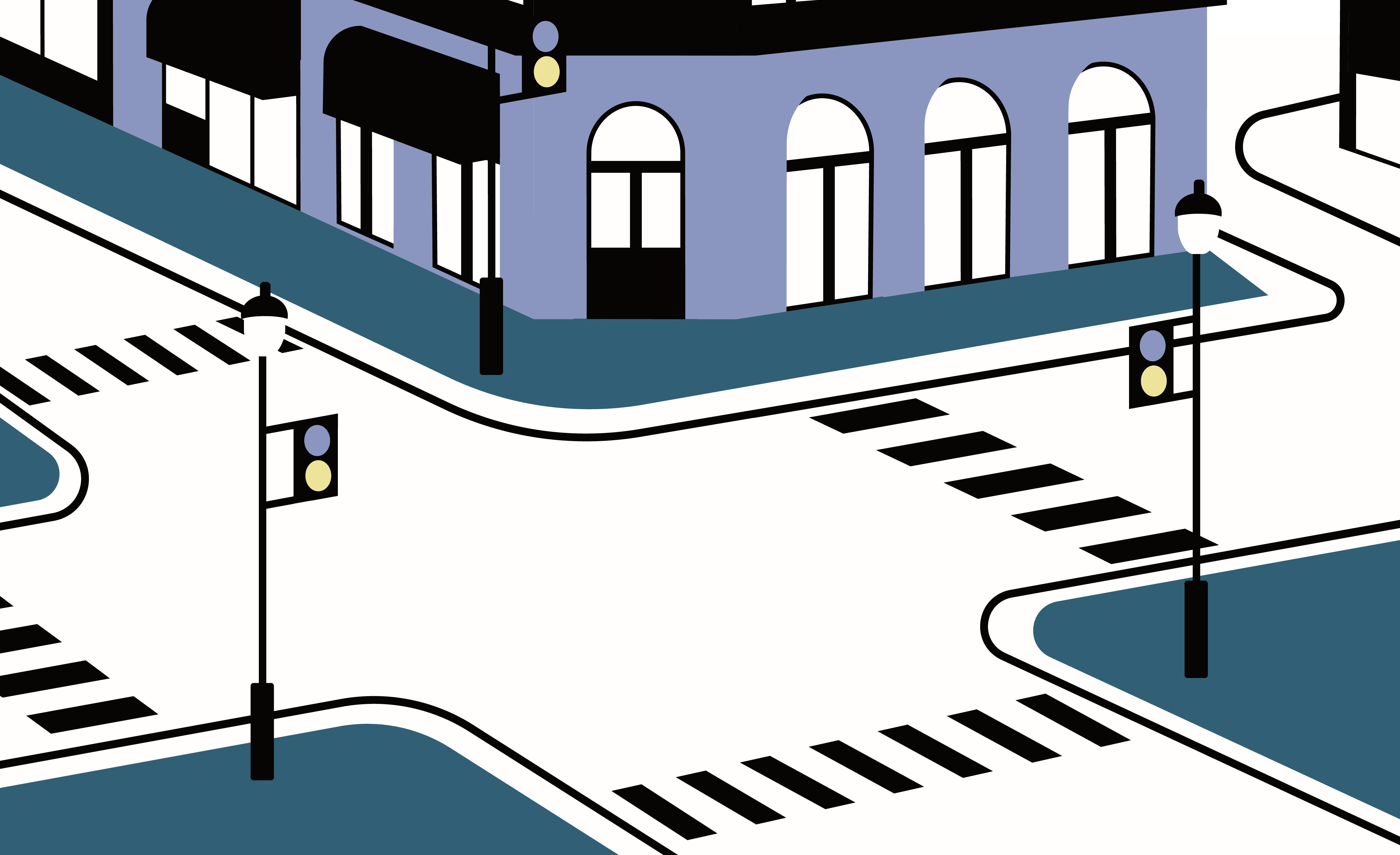 Graphic illustration of a street intersection