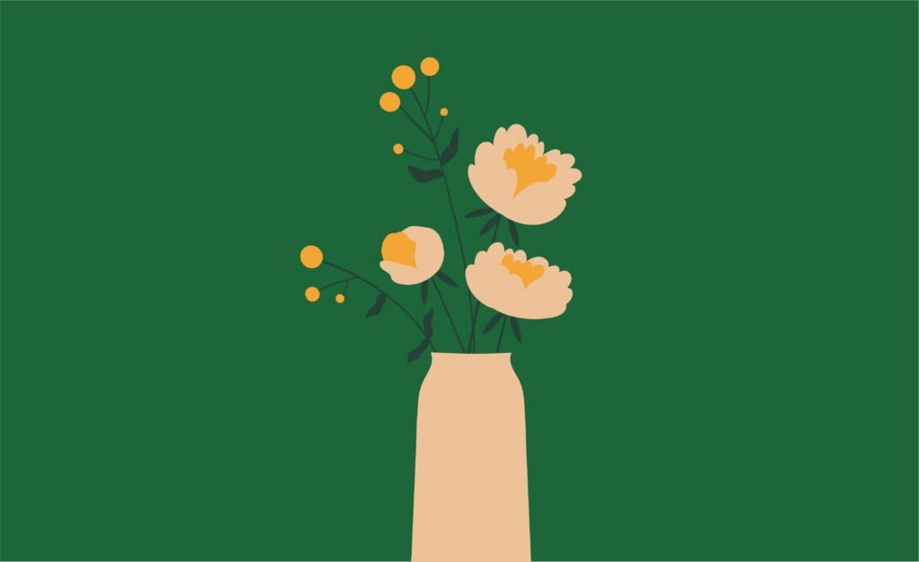 Graphic Illustration of some flowers in a vase