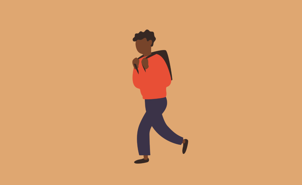 Illustration of a child walking with a backpack on their back