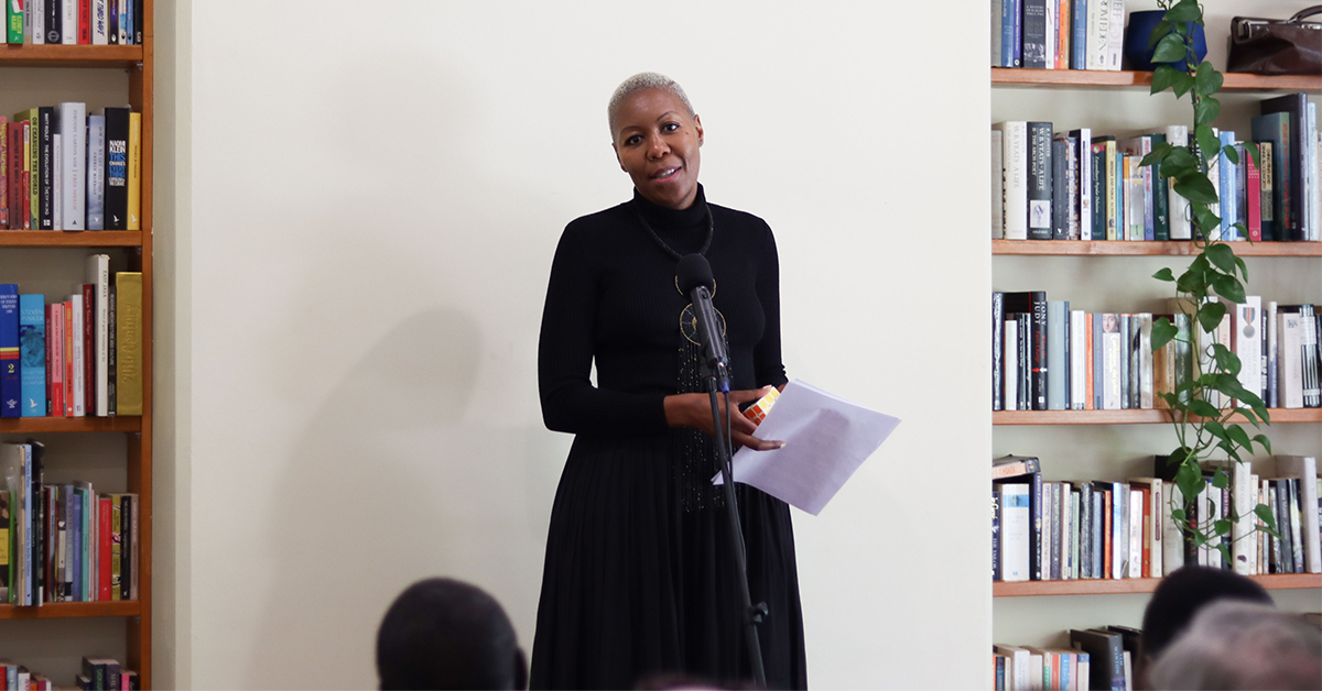 Head Story Trainer Sisonke Msimang hosting an event at Centre for Stories